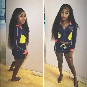 Colorful Track Jacket and Shorts Set